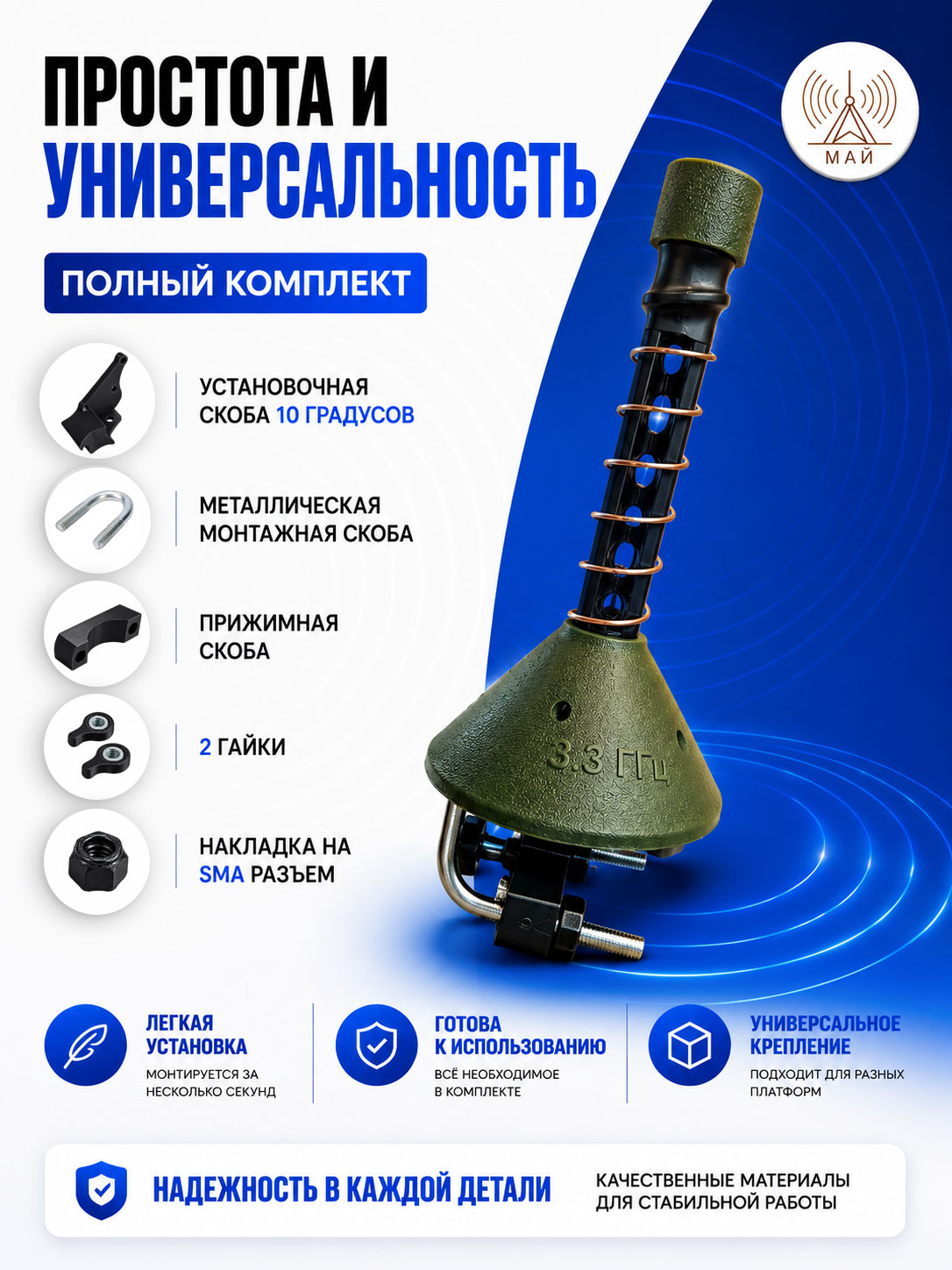 FPV Спиральная 3.3 GHz RHCP 12.2 dBi